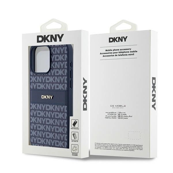DKNY iPhone 15 Pro Max Mobilskal Läder Mono Stripe & Metal Logo
