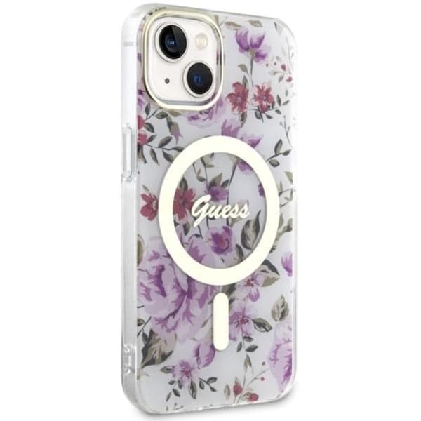 Guess Mobilskal till iPhone 14 Plus MagSafe Flower - Transparent Transparent