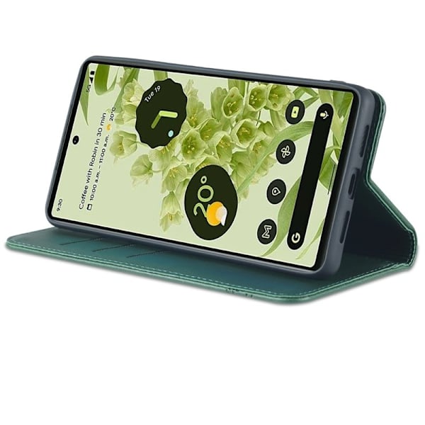AZNS Smooth Design Plånboksfodral för Google Pixel 6 Pro - Konstläder - Grön