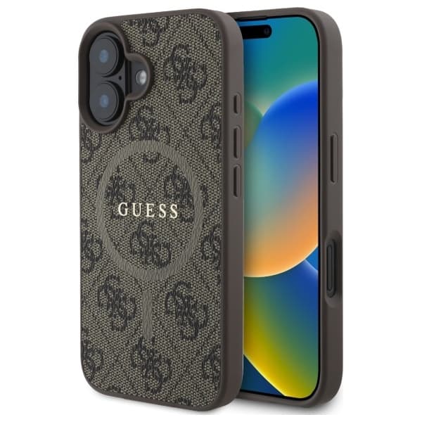 Guess telefontaske til iPhone 16 MagSafe 4G Ring Classic - Brun