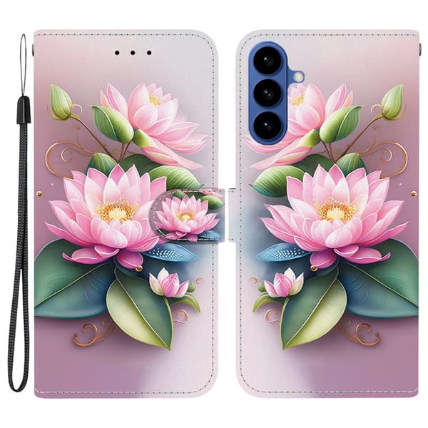 Plånboksfodral för Samsung Galaxy S26 Plus Mönstertryckt Konstläder - Lotus