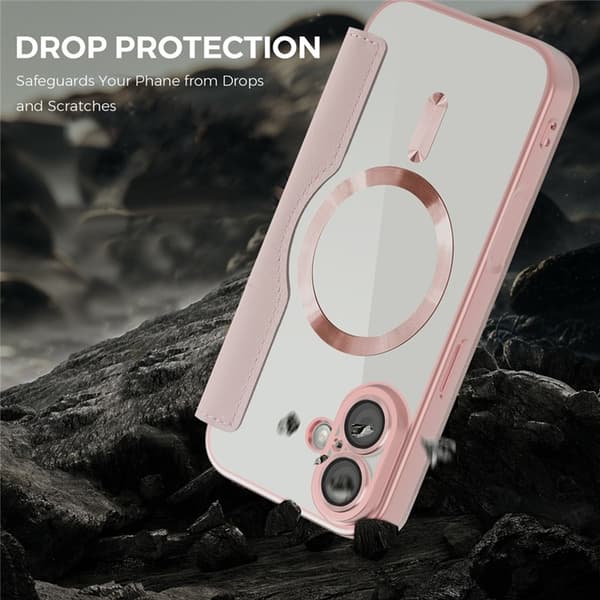iPhone 17 Plånboksfodral MagSafe Rhombus Konstläder - Rosa Rosa
