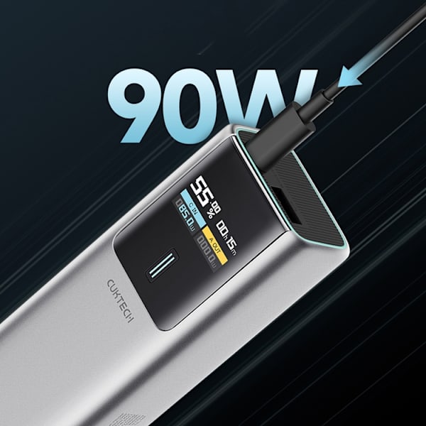 Cuktech Powerbank 10000 mAh 150W USB-C USB-A - Grå Grå