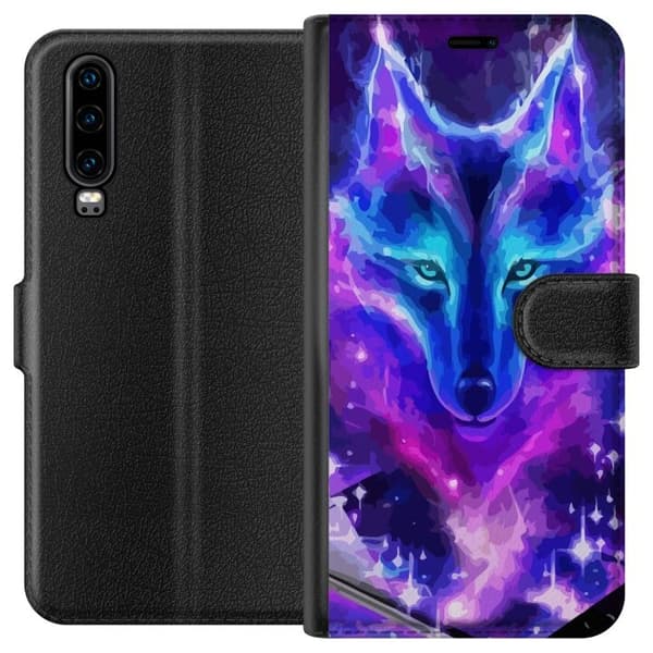 Plånboksfodral till Huawei P30 med Neon Varg