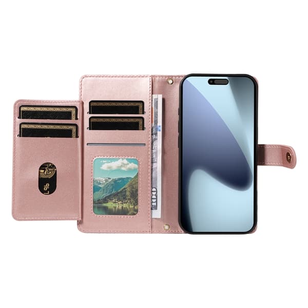 iPhone 17 Pro Plånboksfodral Rhombus Läder - Roséguld Roséguld