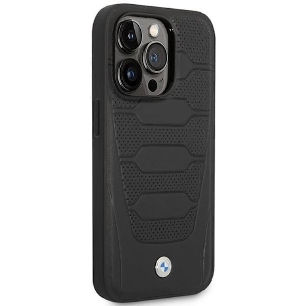 BMW iPhone 14 Pro Mobilskal Magsafe Läder Seats Pattern - Svart Svart