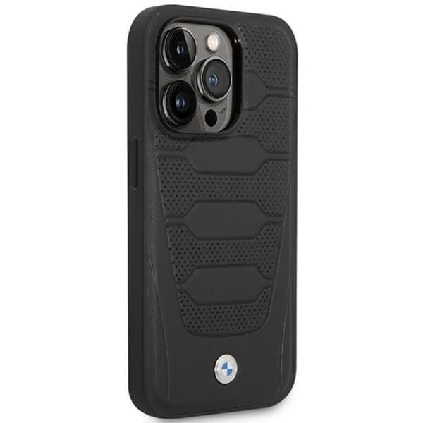 BMW Mobilskal till iPhone 14 Pro Magsafe Läder Seats Pattern - Svart Svart