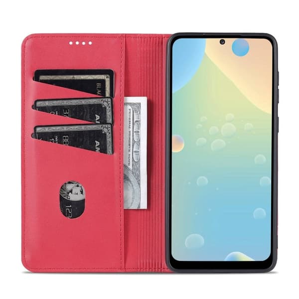 AZNS Samsung Galaxy A73 Plånboksfodral Konstläder - Röd