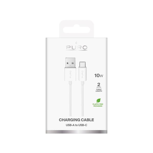 Puro USB-A till USB-C Kabel TPE 10W 2m - Vit