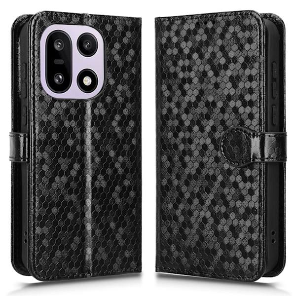 OnePlus 15 5G Konstläder Plånboksfodral Dot Pattern Imprint Svart