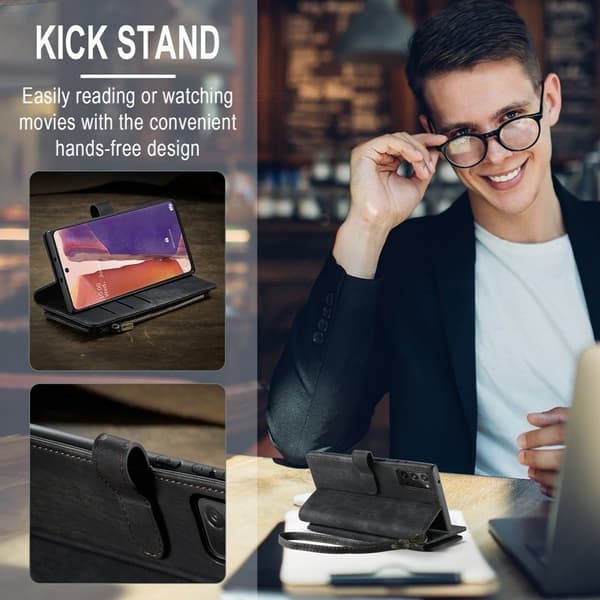CASEME Konstläder Plånboksfodral för Samsung Galaxy Note20 5G - Svart