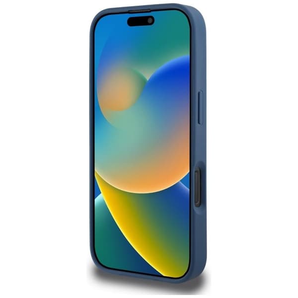 Guess telefontaske til iPhone 16 Pro Max kornede roser Stort 4G-logo Blå