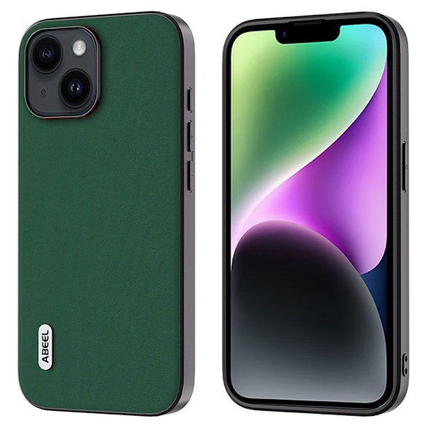 ABEEL Mobilskal till iPhone 14 Plus Shockproof Äkta Läder Grön