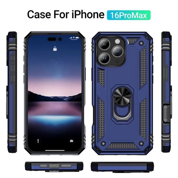 Mobilskal till iPhone 16 Pro Max Anti-drop med Kickstand - Blå Blå