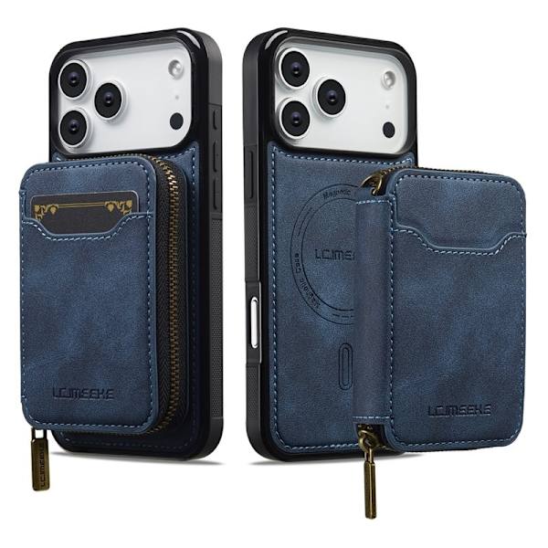 LC.IMEEKE L6 iPhone 17 Pro Plånboksfodral Konstläder - Blå