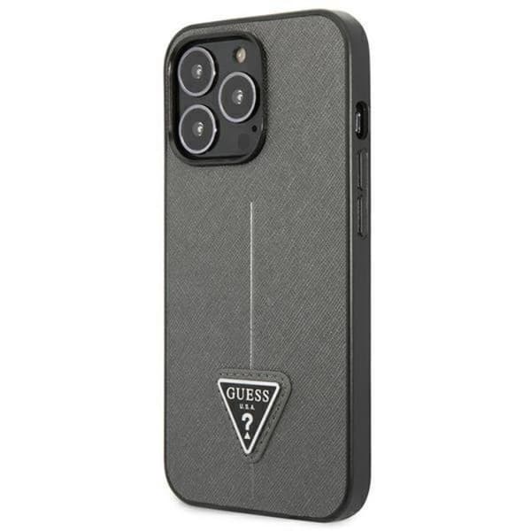 GUESS iPhone 14 Pro Skal Saffiano Triangle Logo - Silver Silver