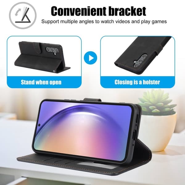 Samsung Galaxy A57 Plånboksfodral Konstläder Ställ - Svart