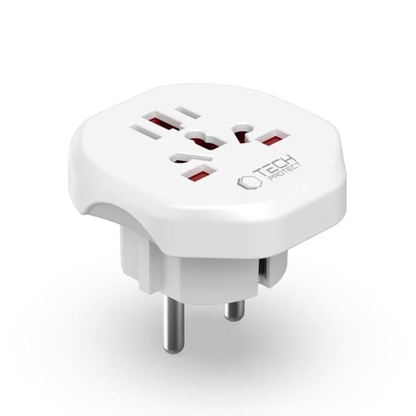 Tech-Protect Universal Rejseadapter EU - Hvid Vit