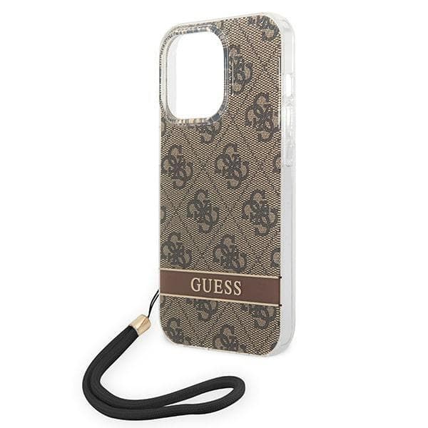 GUESS iPhone 14 Pro Skal 4G Print Strap - Brun Brun