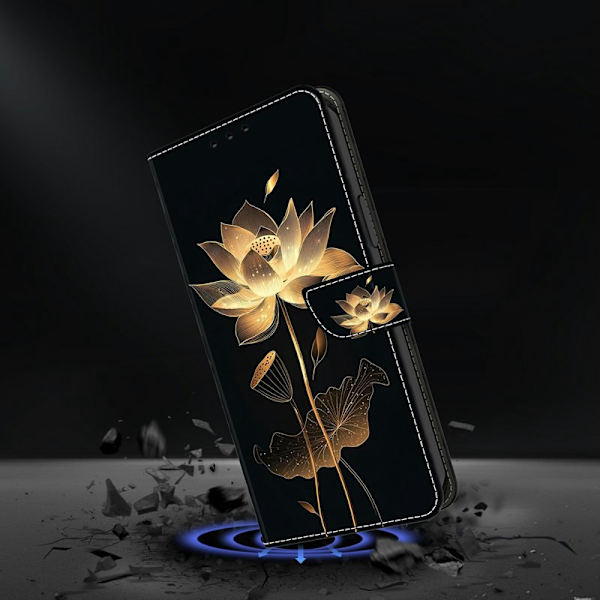 Plånboksfodral för Samsung Galaxy S26 Fällbart Ställ - Guldtrådad Lotus