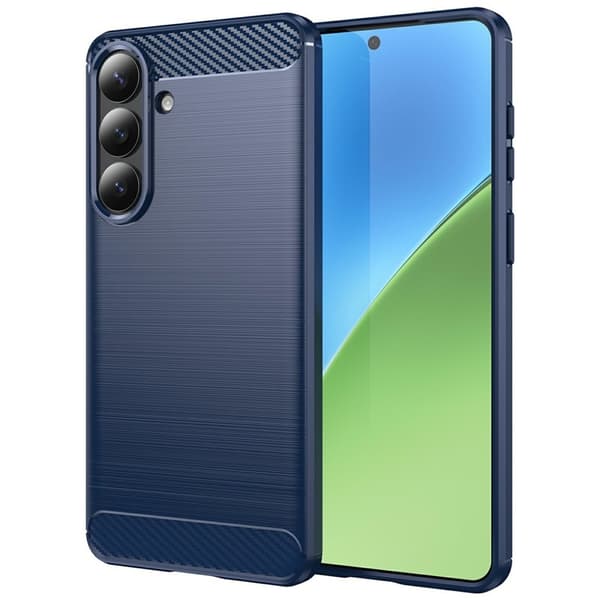 Samsung Galaxy S26 Plus Skal Skyddande Mobilfodral Kolfiber Textur - Blå
