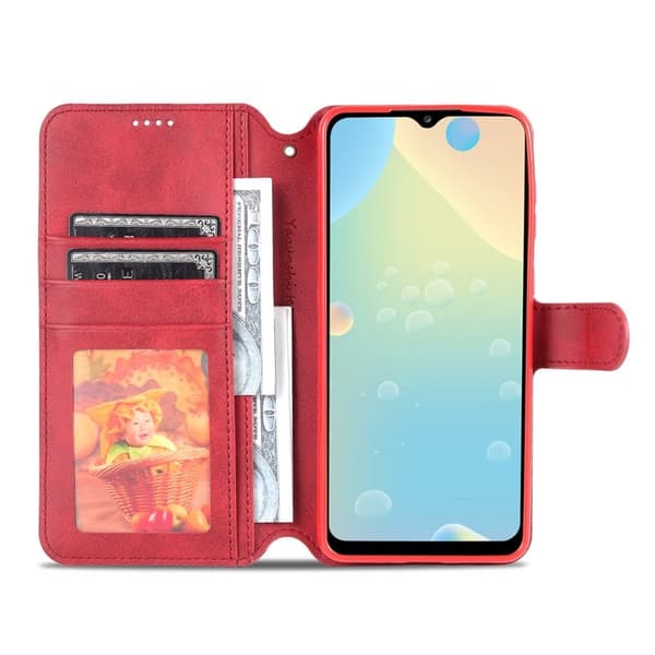 AZNS Samsung Galaxy A33 5G Plånboksfodral Konstläder - Röd