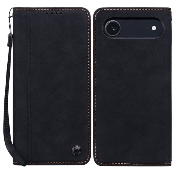 iPhone Air Konstläder Plånboksfodral med Rem Lines Pattern - Svart Svart