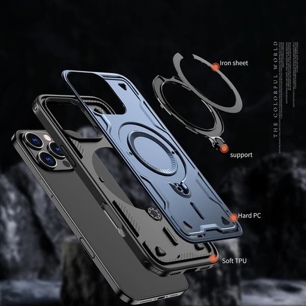 Telefontaske til iPhone 16 Pro Max MagSafe Hybrid Armor Trendy - Blå Blå