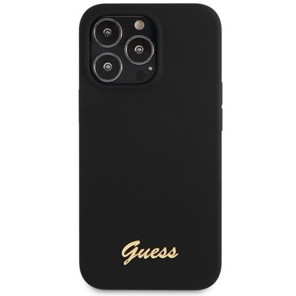Guess iPhone 13 Pro Max Mobilskal Script Guld Logo - Sort Black