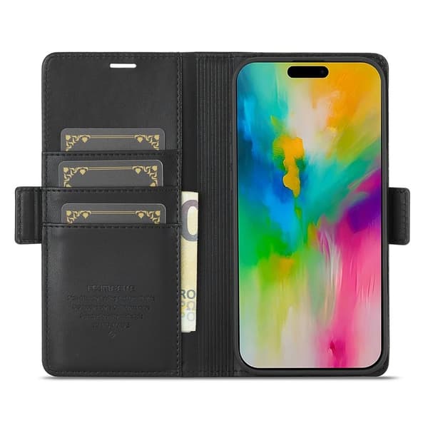 LC.IMEEKE iPhone 16 Plånboksfodral Konstläder - Svart