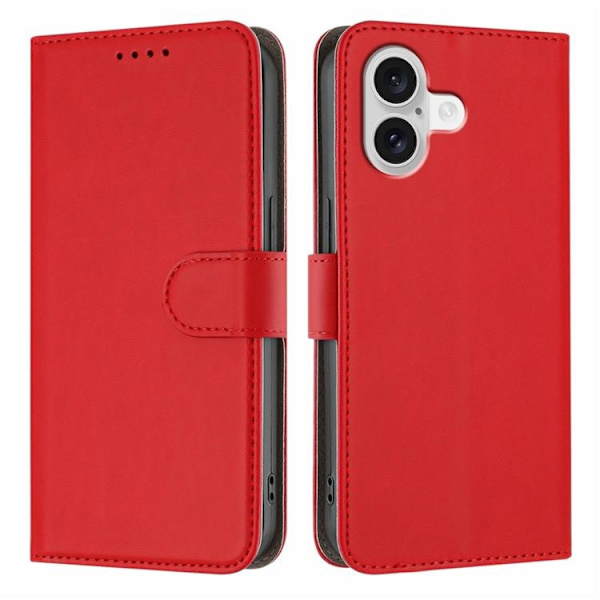 iPhone 17 Konstläder Plånboksfodral Solid Color - Röd Röd