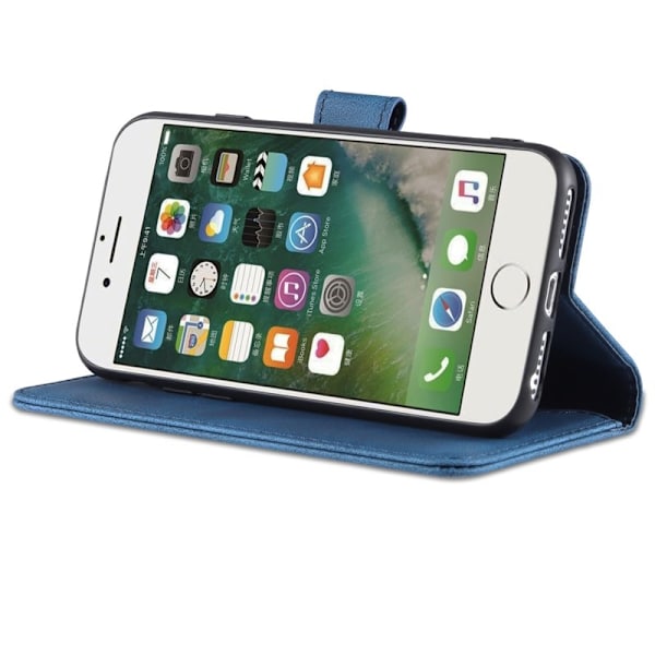 AZNS iPhone SE (2022)/SE (2020)/8/7 Plånboksfodral Konstläder - Blå