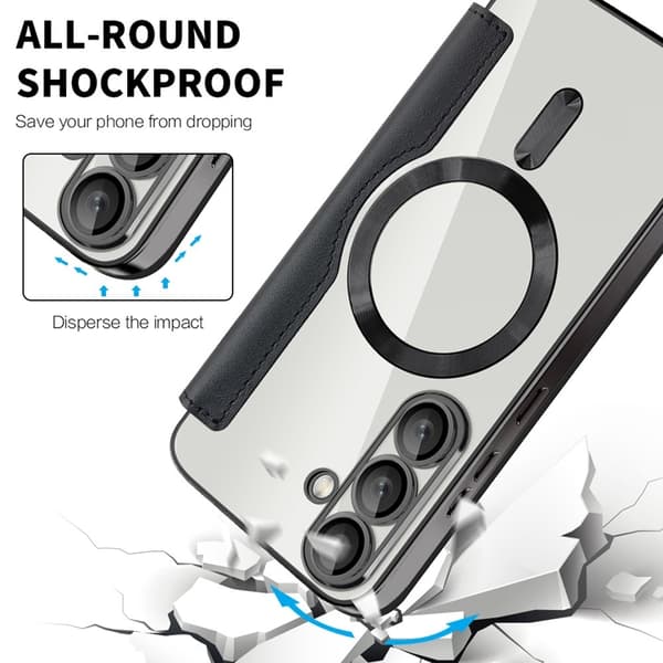 Galaxy S25 Plus Plånboksfodral MagSafe Rhombus Läder - Svart Svart