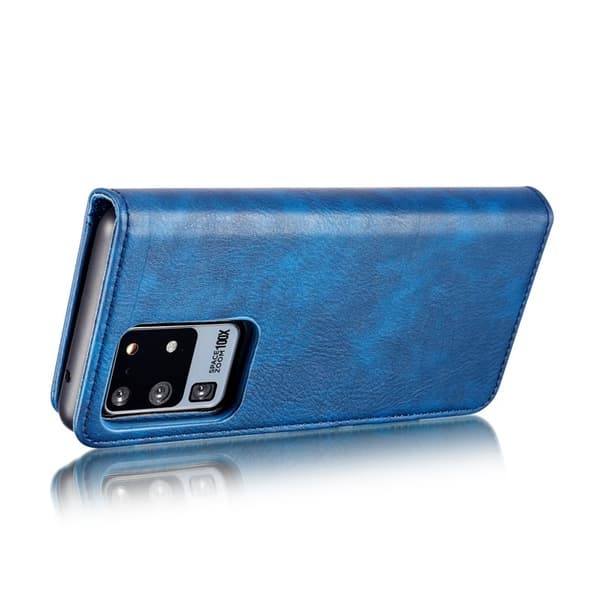 DG.MING 2-i-1 Läder Plånboksfodral + PC Baksida för Samsung Galaxy S20 Ultra Blå