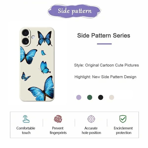 Mobilskal till iPhone 17 Blue Butterflies Pattern TPU - Beige Beige