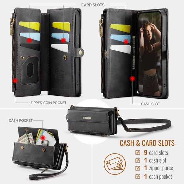 CASEME Plånboksfodral för iPhone 12 mini Konstläder Svart