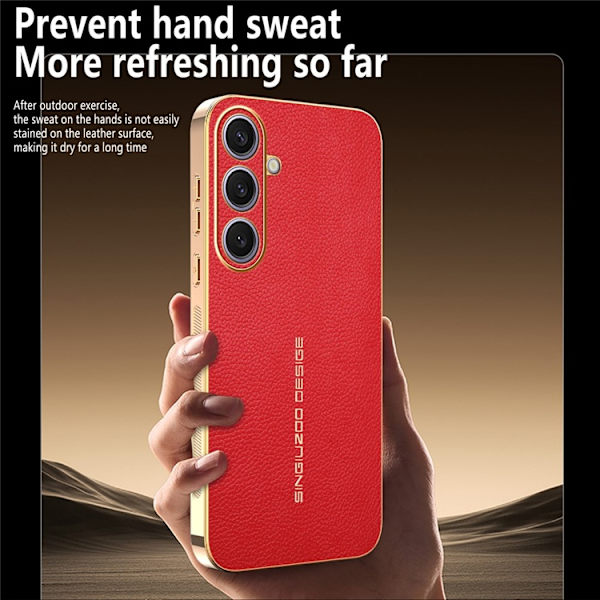 Mobilskal till Galaxy S25 Plus Litchi Texture Anti Scratch Röd