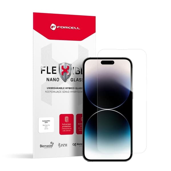 Forcell Flexibelt Hybridglas Skärmskydd iPhone 14 Pro Transparent