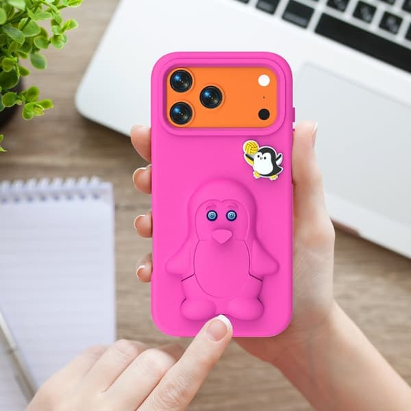 Penguin Mobilskal till iPhone 17 Pro Kickstand Stöttålig EVA - Rosa