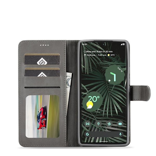 LC.IMEEKE Google Pixel 6 Pro Plånboksfodral Konstläder - Grå