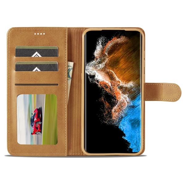 LC.IMEEKE Samsung Galaxy S23+ Plånboksfodral Konstläder - Ljusbrun