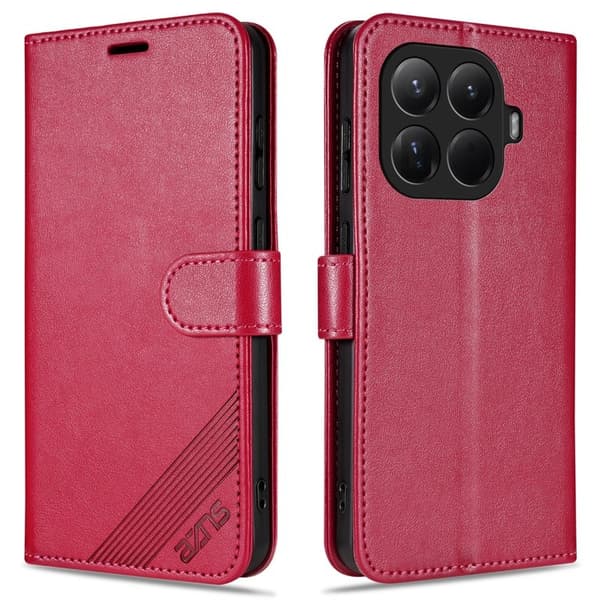 AZNS Xiaomi 15T Pro Plånboksfodral Anti-Scratch Konstläder - Röd