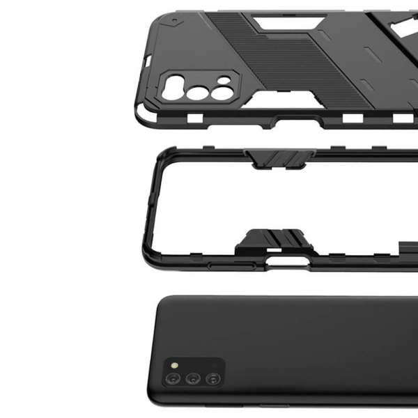 Kick-stand matkapuhelinkotelo Samsung Galaxy A03s -puhelimelle - musta Black