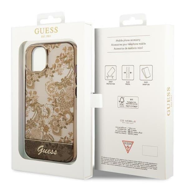 GUESS iPhone 14 Plus Skal Porcelain Collection - Ocher Brun