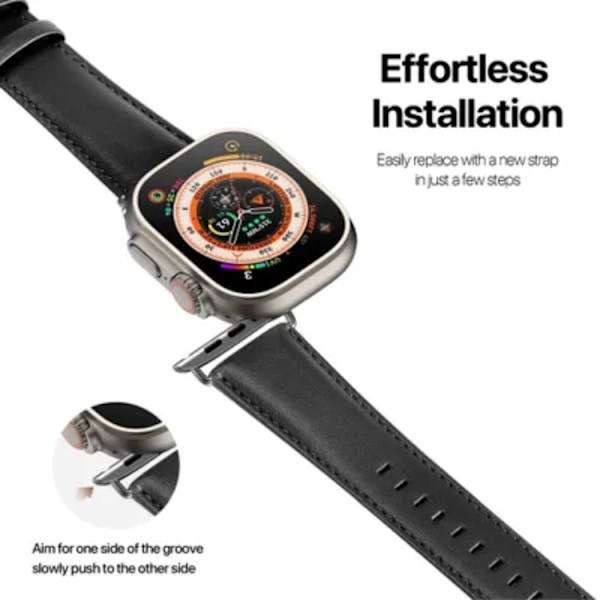 Dux Ducis Apple Watch Ultra 42/44/45/49mm Band Läder - Svart Svart