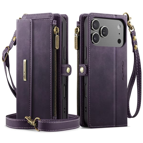 CASEME iPhone 17 Pro Plånboksfodral Zipper RFID C39 Lila
