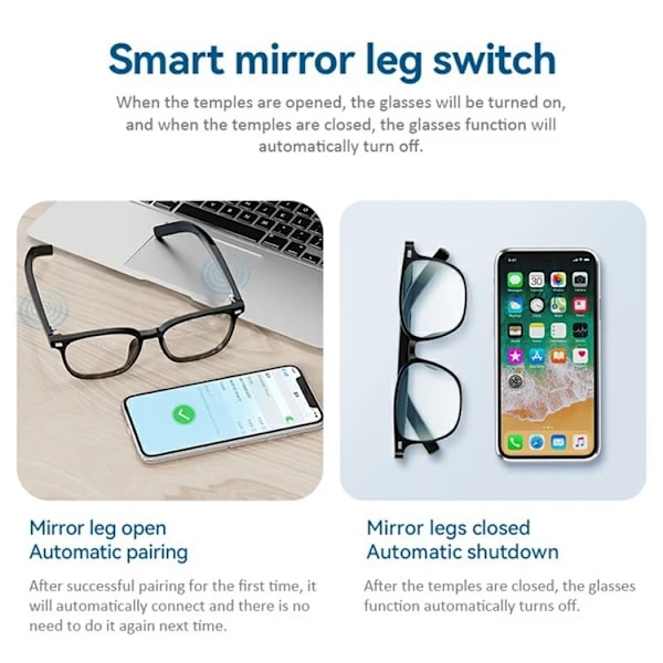 Anti-Blue-Ray Smart Glasögon Bluetooth G05-C - Svart