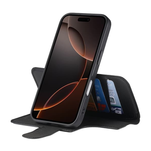 CASENEO iPhone 16 Pro Plånboksfodral Konstläder - Svart