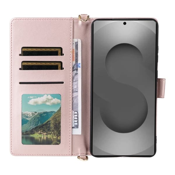 Samsung Galaxy S26 Ultra Plånboksfodral Konstläder Ställ - Rosa