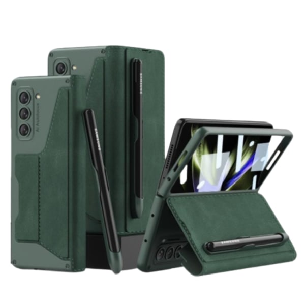 GKK Galaxy Z Fold 5 Plånboksfodral Armor Flip - Grön